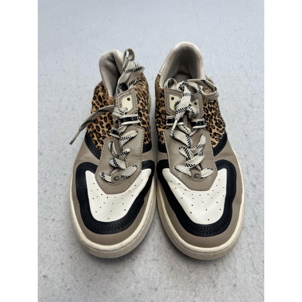 Coach Shoes Womens Size 8.5 Brown Leather Leopard Comfort Walking Sneakers G5050